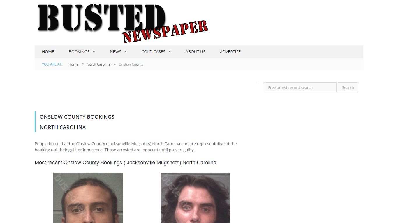 Onslow County, NC ( Jacksonville NC ) Mugshots - BUSTED NEWSPAPER